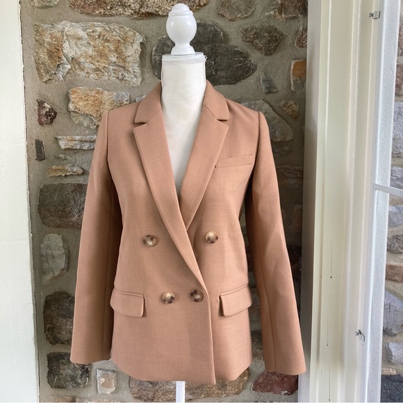 NWT Sezane CHRISTIE Blazer Jacket Camel Womens 32 / 0 $225 - Picture 2 of 16